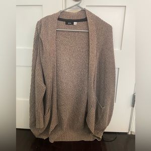 Heathered brown open front cardigan